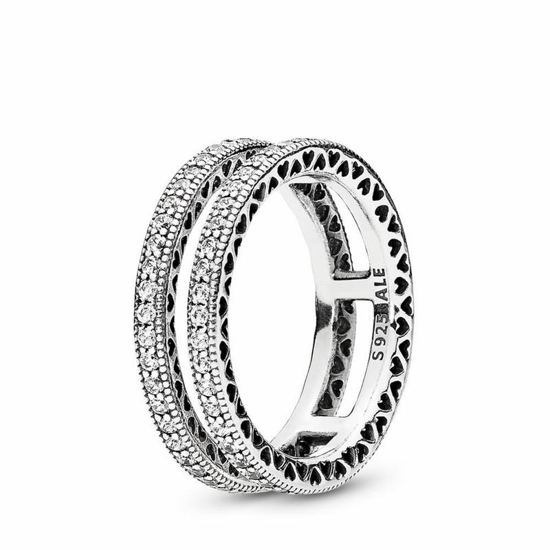 Pandora Australia Double Hearts Stackable Ring - Sterling Silver | RBYGUP107